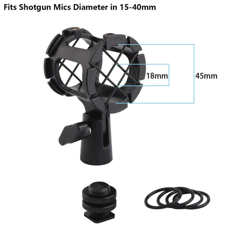 [AUSTRALIA] - AFVO Microhone Shock Mount Holder Mic Cradle with Cold Shoe for Boompoles, for Shotgun Mics, Compatible with Rode NTG1, NTG2, NTG3, for Sennheiser ME66, for Audio-Technica AT897 etc 