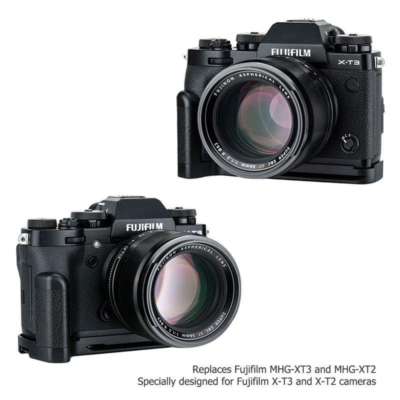JJC Metal Hand Grip L Bracket Holder for Fujifilm Fuji X-T3 XT3 X-T2 XT2 Camera, Arca Swiss Type Quick Release Plate, Replaces Fujifilm MHG-XT3 MHG-XT2 Handgrip (Not Compatible with X-T4 XT4) For Fujifilm X-T3 X-T2