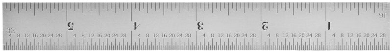 Starrett C607R-6 Spring Tempered Steel Rule With Inch Graduations, 6" Length, 3/4" Width, 3/64" Thickness