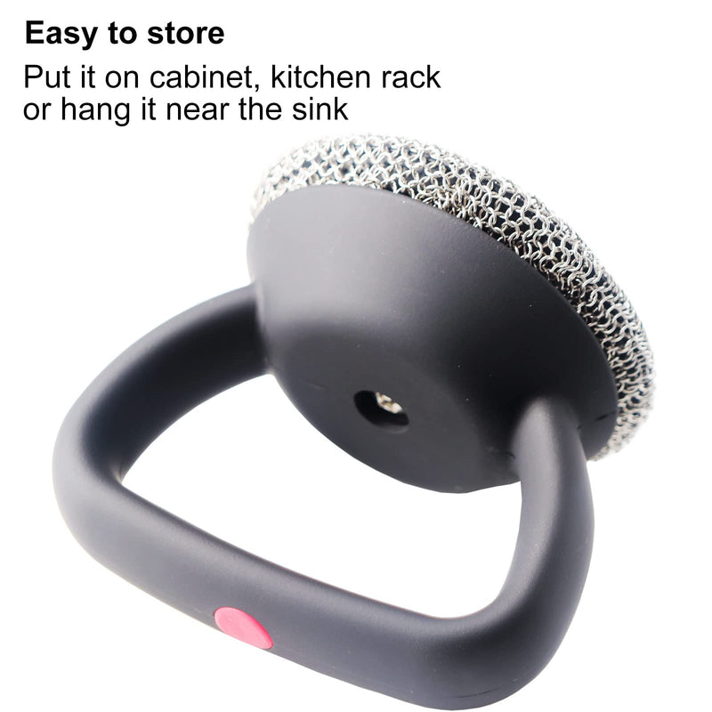FFfeily Cast Iron Cleaner Chainmail Scrubber 316 Stainless Chainmail Cleaner Scrubber with Handle Metal Scrub Brush for Cast Iron Skillet Cleaner Brush Stainless Steel Small Rings