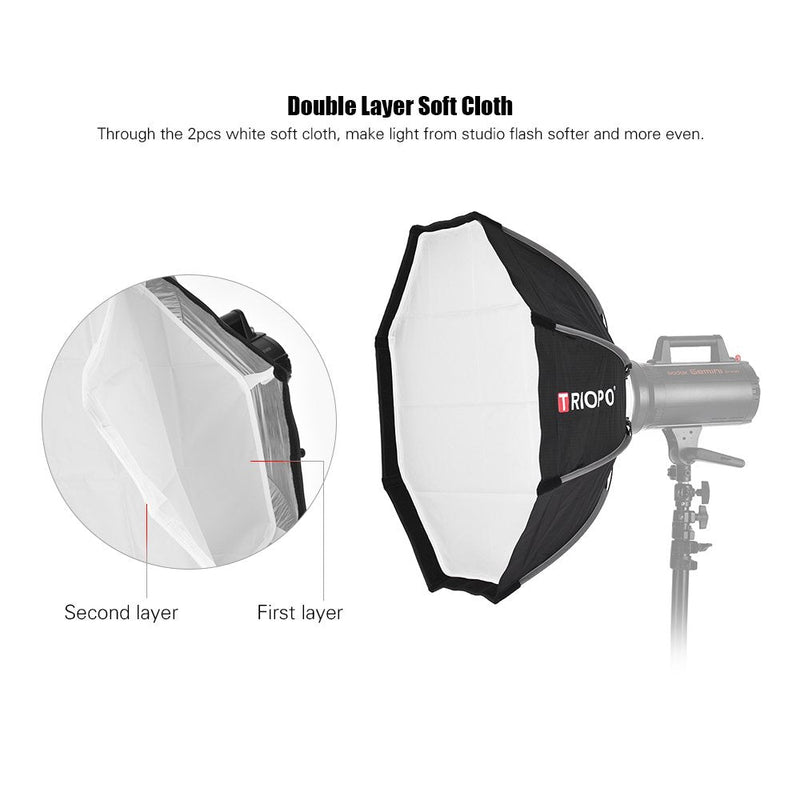 Andoer 65cm Foldable 8-Pole Octagon Softbox with Soft Cloth Carrying Bag Bowens Mount for Studio Strobe Flash Light
