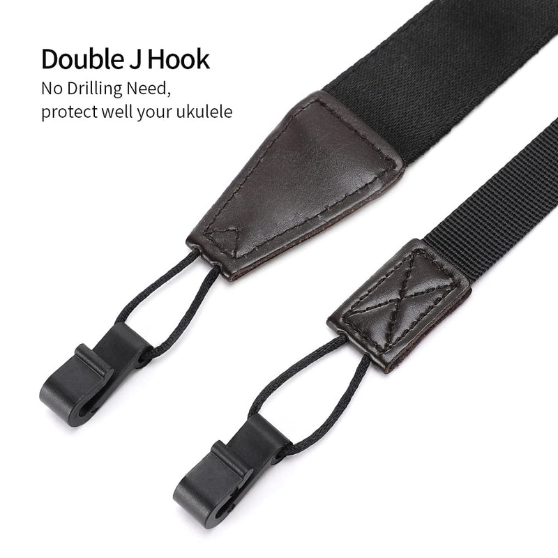 Ukulele Strap No Drill, Eyeshot Adjustable Double J Hook Clip on Uke Shoulder Strap, Hawaiian Butterfly Printing Hands Free Ukelele Strap, Easy to Use and Fit Most Standard Uke Sizes Butterfly Print