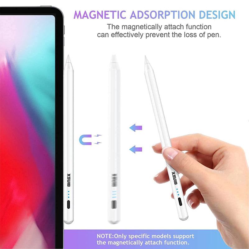 Stylus Pen for iPad(2018-2021), Active Pen with Palm Rejection, Power Indicator, Magnetic,Tilt, Apple iPad Pencil 2nd Generation for iPad 8th 7th 6th Gen, iPad Air 4th 3rd, iPad Mini 5th Gen, iPad Pro