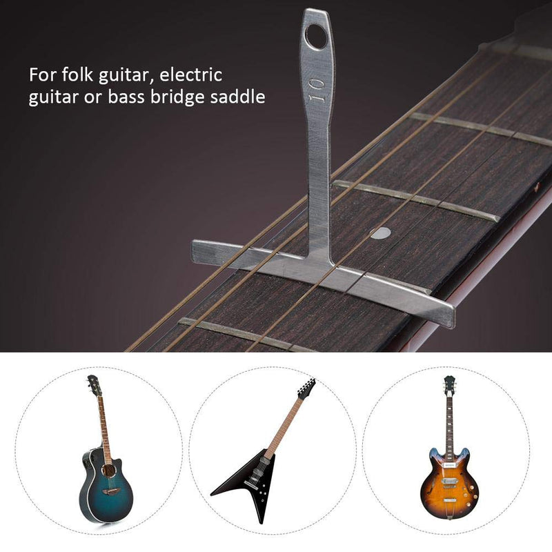 9PCS Guitar Luthier Tool, Stainless Steel Understring Radius Ruler Gauge for Guitar Measuring Tool Repair Kits(Silver) Silver