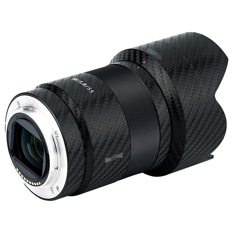 Anti-Scratch Lens and Lens Hood Cover Skin Sticker Protector Film for Sony FE 55mm F1.8 ZA SEL55F18Z Lens & ALC-SH131 Lens Hood Skin Guard Shield - Carbon Fiber Pattern