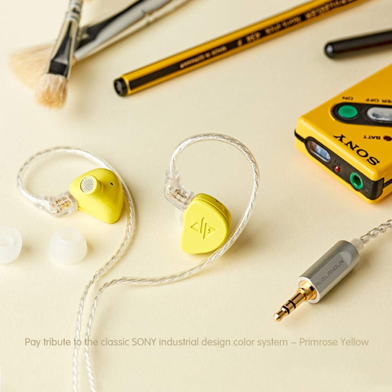 hellodigi F300 10mm Dynamic Drivers in Ear Headphones,Dynamic Hybrid Monitors Earphones with 0.78mm 2pin Removable Cable,Bass Driven Sound,Yellow Yellow