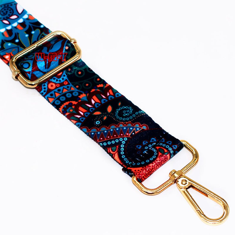 M-W 1.5" Wide 28"-50" Adjustable Length Handbag Purse Strap Guitar Style Multicolor Canvas Replacement Strap Crossbody Strap, with 2Pcs Metal Buckles (style1)