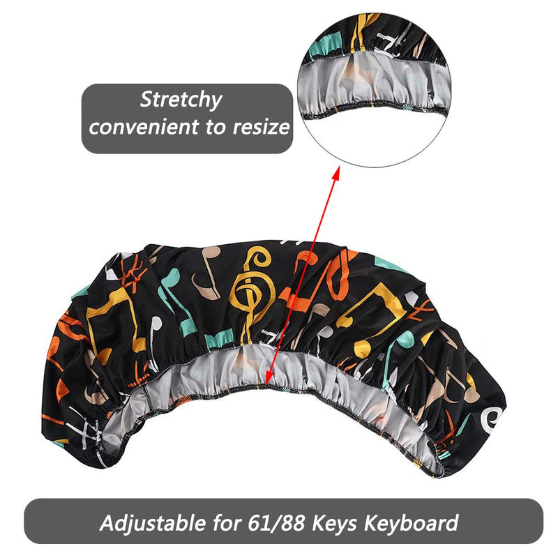 Digital Piano Keyboard Cover for 61/88 Key (Not have Opening for Music Sheet Stand), Stretchable 88 Key Keyboard Dust Cover, Piano Keyboard Protective Keyboard Cover with Elastic Band JJZ353
