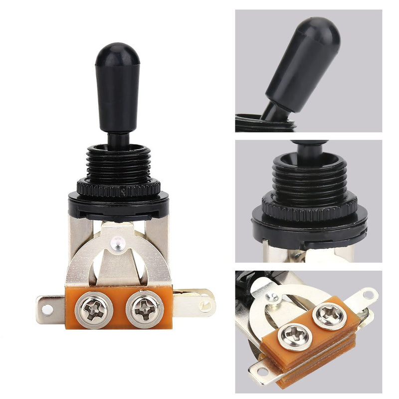 Guitar 3 Way Switch, 1 PCS Toggle Switch Metal Guitar Pickup Selector Toggle Switch with Black Tip Replacement Part for LP Style Electric Guitar (Black)