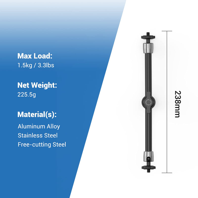 SMALLRIG 9.5 inch Adjustable Articulating Magic Arm with Both 1/4" Thread Screw for LCD Monitor/LED Lights - 2066