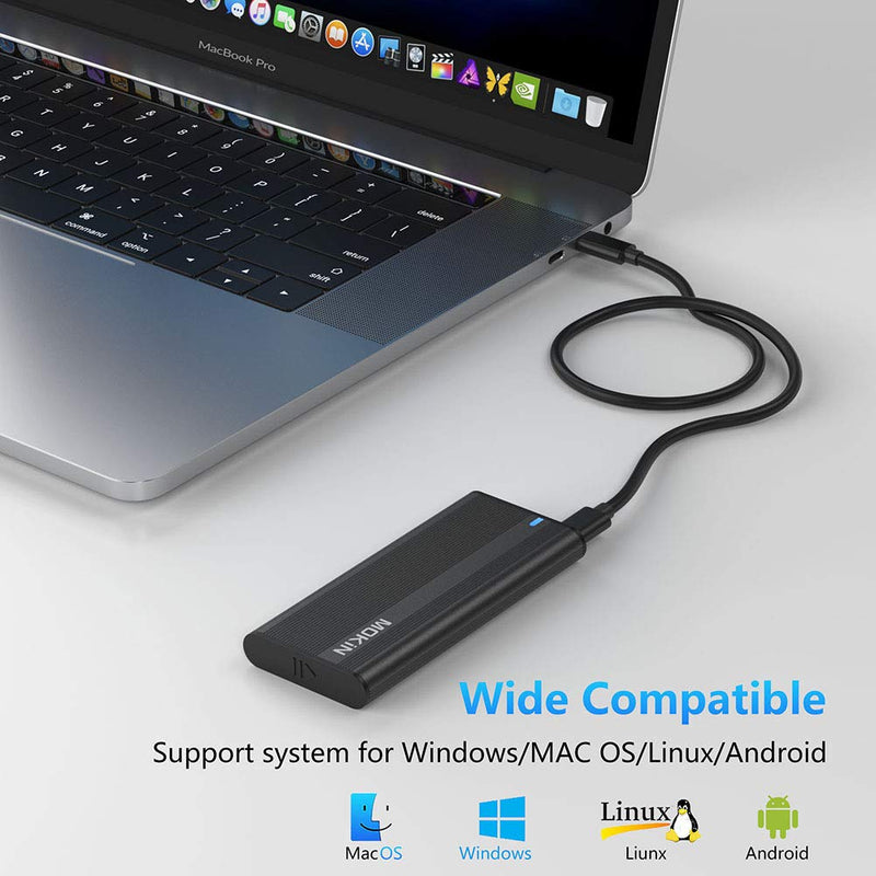 M.2 NVME SSD Enclosure Adapter Tool-Free, USB C 3.1 Gen 2 10Gbps to NVME PCIe M-Key(B+M Key) Solid State Drive External Enclosure Support UASP Trim for SSD Size 2242/2260/2280 JMS583 NVMe Protocol