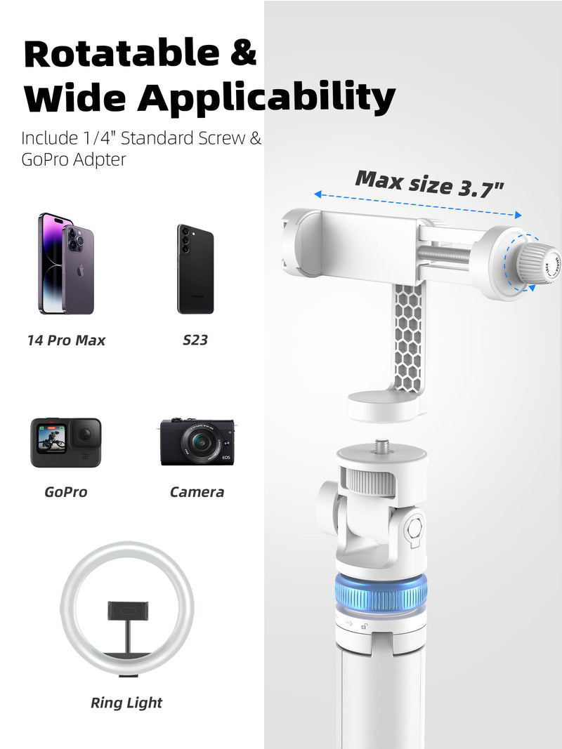 [AUSTRALIA] - [Newest] 62" Selfie Stick Tripod with Remote - Kaiess iPhone Tripod Stand, Wider Legs & Thicker Tube iPhone Tripod with Rotation Phone Holder Fit for iPhone 14 13 12 Pro Max/Samsung/Camera/GoPro 