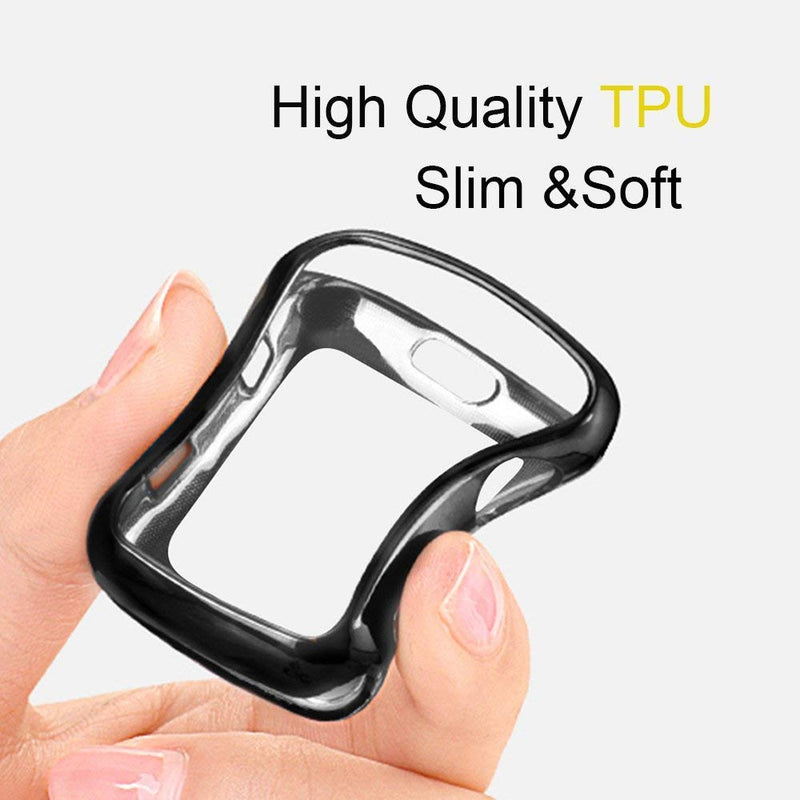 FanTEK Compatible for Apple Watch Case, TPU Soft iWatch Case Cover Protector, Resilient Shock Absorption Ultra-Thin Black 40 mm