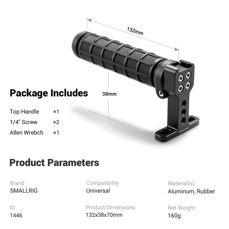 SMALLRIG Handheld Video Stabilizer Handle with Shoe Mount for Camera Cages, Video Camera Cages (Rubber)-1446