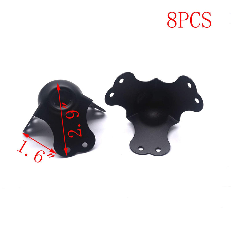 MTMTOOL Flight Case Hardware,8Pcs Iron Ball Corner Three Leaf System with 2.9" Length Per Leaf Black Concave Sphere