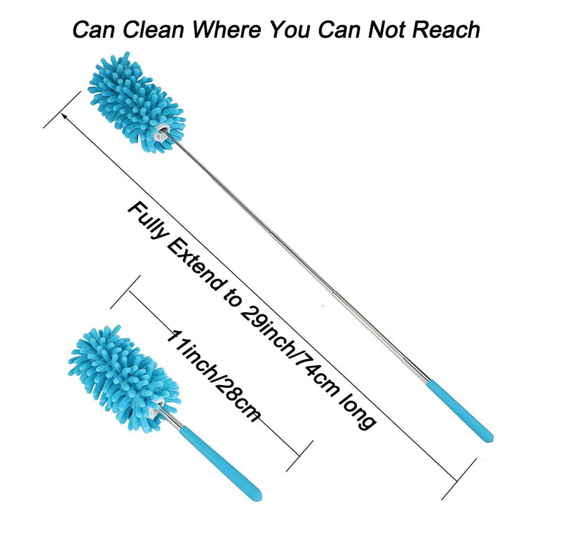 PrettyDate Microfiber Extendable Hand Dusters Washable Dusting Brush with Telescoping Pole for Cleaning Car, Computer, Air Conditioning, TV and Else Pack of 3