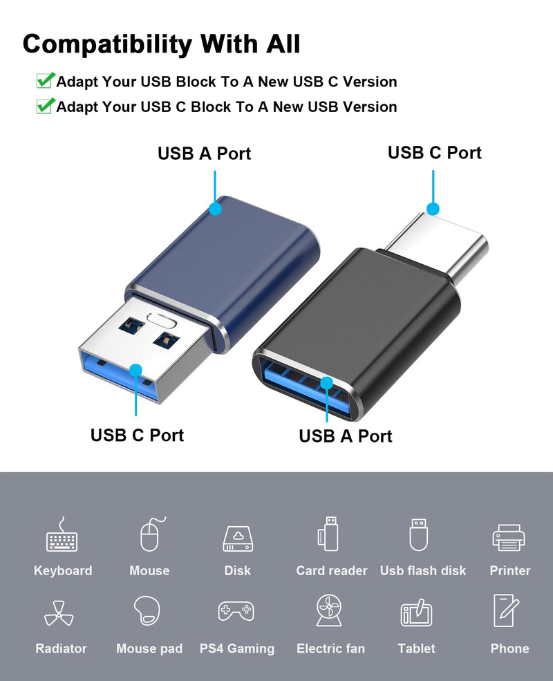 [6 Pack] USB C to USB Adapter(3 Pack) + USB to USB C Adapter(3 Pack) Aluminum OTG Adapter Supports Data Transfer and Fast Charging Compatible with iPhone/iPad/Samsung/Laptop/PC/MacBook/etc