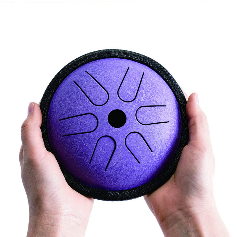 Yahpetes Worry-free Drum 5.5 Inch Steel Tongue Drum 6 Notes Musical Instruments Hand Drums with Handpan Drum with 1 Pair Mallets and Storage Drum Bag Note Sticks (Purple) Purple