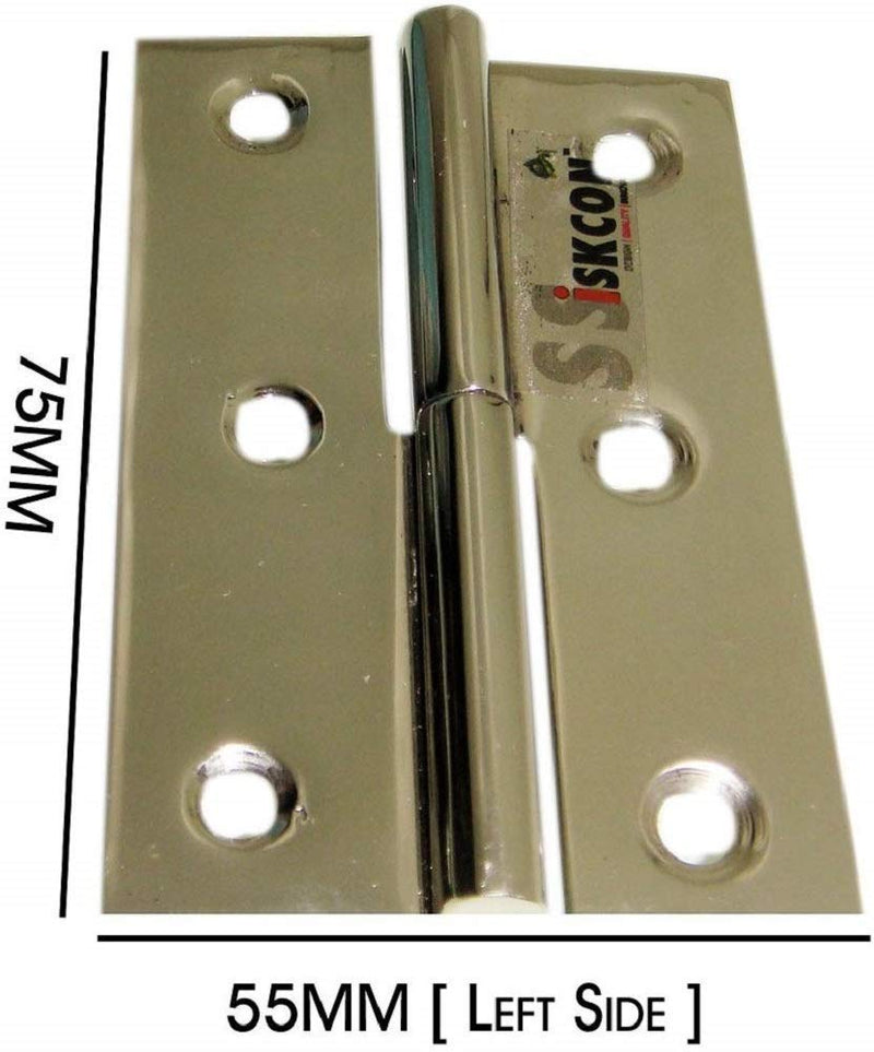 Ssiskcon 2 Lift off Hinges Stainless Steel Removable Loose Take Apart Door Hinges 3in (75mm) Mirror Polished 32 Left Side(Set of 2 hinge with 12 Screws- Pack of 1 Pack of 1, 3" inch Left side