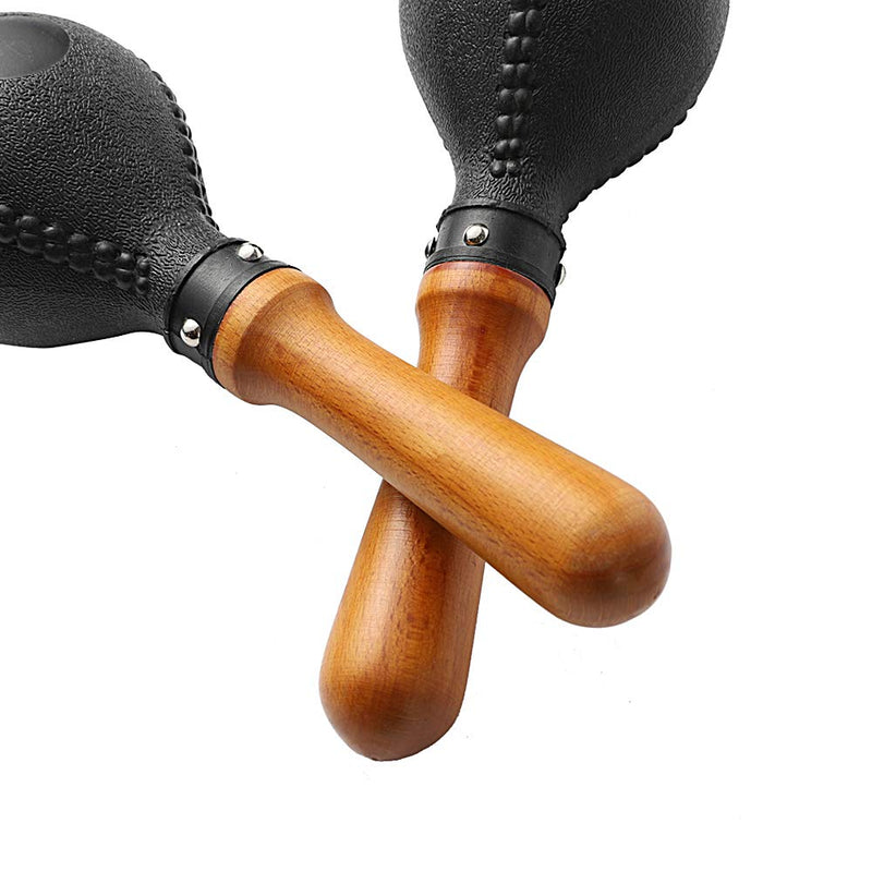 Percussion Maracas Pair of Shakers Rattles Sand Hammer Percussion Instrument with ABS Plastic Shells and Wooden Handles for Live Performances and Recording Sessions Black