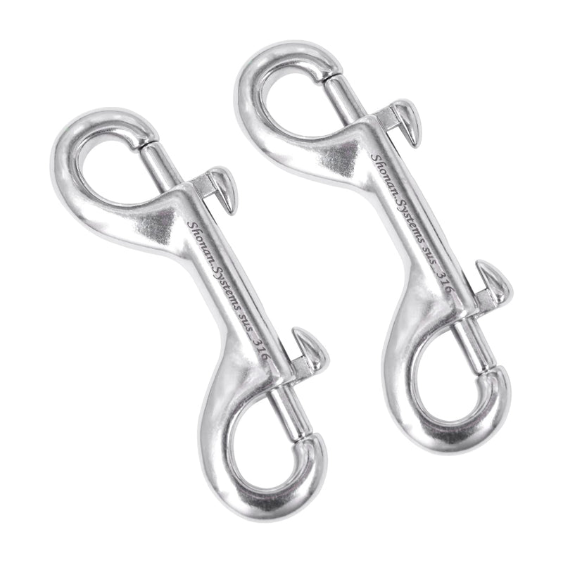 [AUSTRALIA] - SHONAN Double Ended Bolt Snap Hooks, 2 Pack Heavy Duty Stainless Steel 316 Double Ended Trigger Snaps, 3.5 Inch Marine Grade Metal Clips for Diving, Dog Leash, Key Chain, Horse Tack, Feed Buckets 3.5 Inch, 2 Pack, Double Ended 