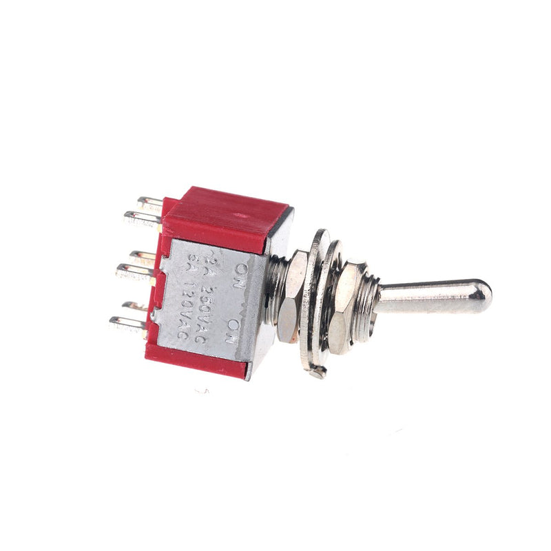 Musiclily AC 125V 6A Amps ON/ON 2 Position DPDT Mini Toggle Switch for Electric Guitar Replacement, Red(Pack of 2)