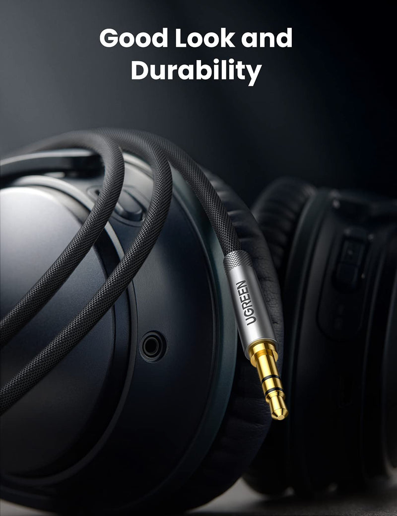 UGREEN 3.5mm Audio Cable Nylon Braided Aux Cord Male to Male Stereo Hi-Fi Sound Auxiliary Audio Cable for Headphones Car Home Stereos Speakers Tablets iPhone iPad iPod Echo More 3FT