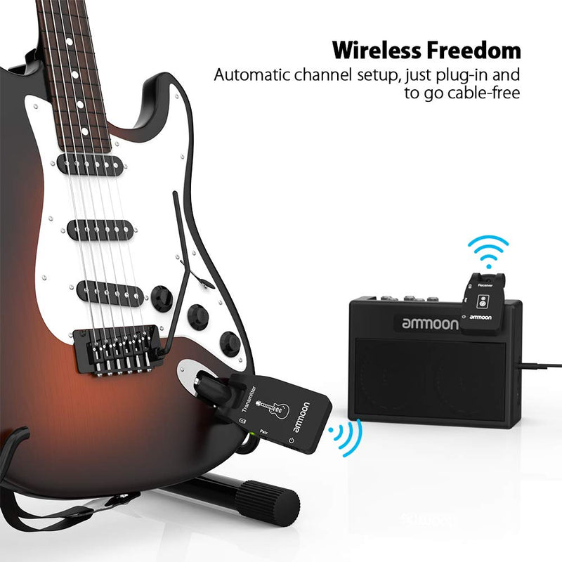 [AUSTRALIA] - ammoon Wireless Guitar System 2.4G Rechargeable 6 Channels Audio Wireless Transmitter Receiver for Electric Guitar Bass 