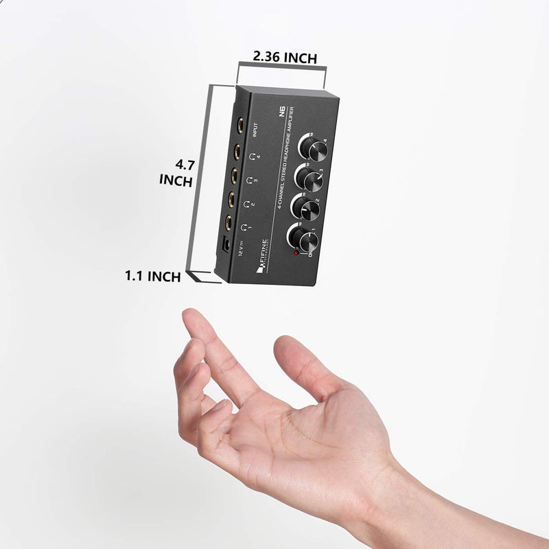 [AUSTRALIA] - Fifine Headphone Amplifier 4 Channels Metal Stereo Audio Amplifier,Mini Earphone Splitter with Power Adapter-4x Quarter Inch Balanced TRS Headphones Output and TRS Audio Input for Sound Mixer-N6 