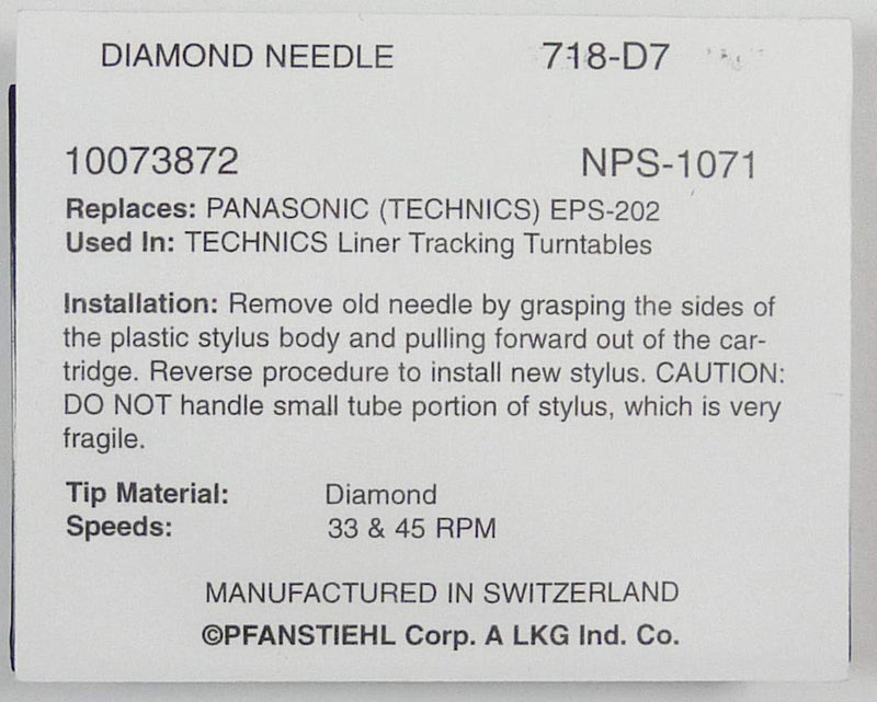 Pfanstiehl Phonograph Needle For Panasonic Technics EPS25CS EPS24CS SL5 SLBD22 P24 P28 SL-N5 SL-N15 AT3482P SL-V5 & Others 1