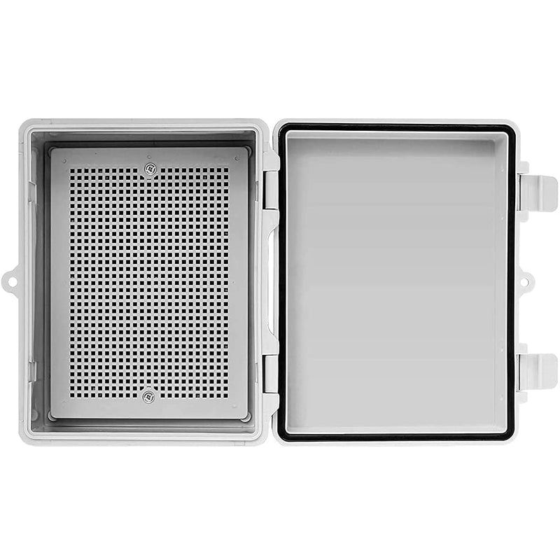 DJC Supply Co. ABS 7.7" x 8.7" x 4.3" Waterproof IP67 Hinged Electronics Box with Mounting Plate, Bracket, and Plastic Cover and Clips 7.7" x 8.7" x 4.3"