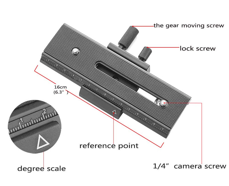 EXMAX® 16cm 2 Way Macro Shot Focusing Focus Rail Slider/Close-up Shooting 1/4 Quick Screw Release Mount Camera Flash Support Plate