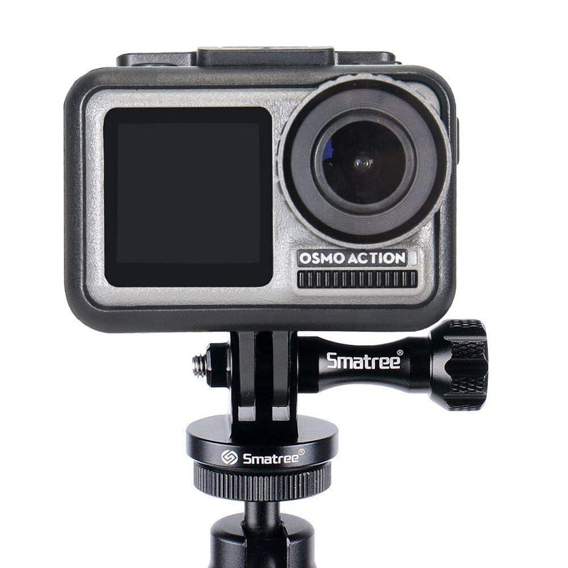 Smatree Aluminum Tripod Mount Adapter Compatible for Gopro Hero 10, 9, 8, 7, 6, 5, 4, 3+, 3, 2, 1 HD, GOPRO Hero 2018, DJI OSMO Action Camera Black