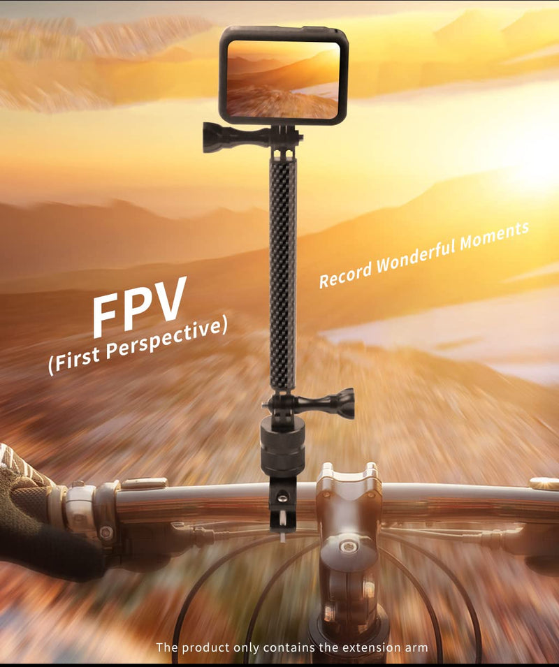 [AUSTRALIA] - FEICHAO Helmet Extension Arm Pole Mount Carbon Fiber Compatible with Gopro 9/MAX/8/7/6,Insta360 One R, DJI Osmo Action, EK7000 4K (98mm / 3.86in) 98mm / 3.86in 