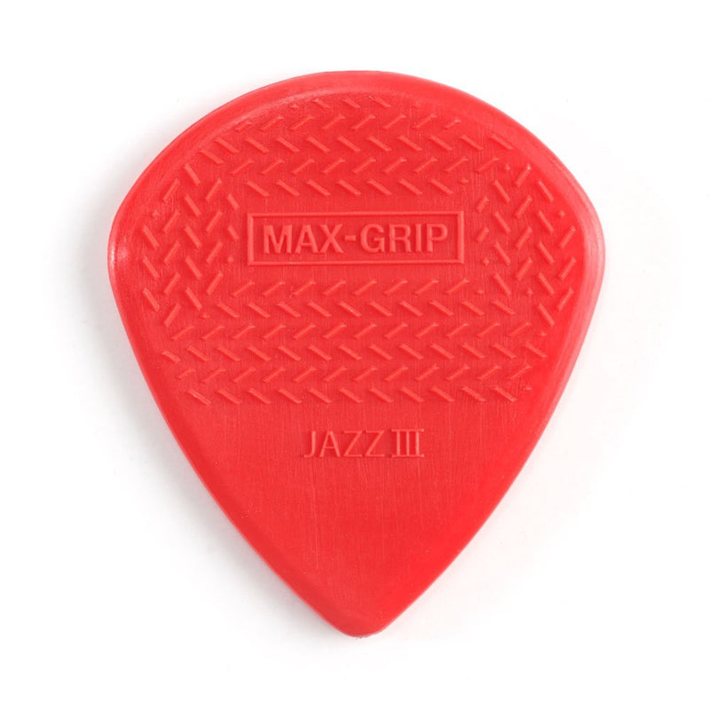 Dunlop 471P3N Max Grip Jazz III Nylon Guitar Picks, Red, 6-Pack