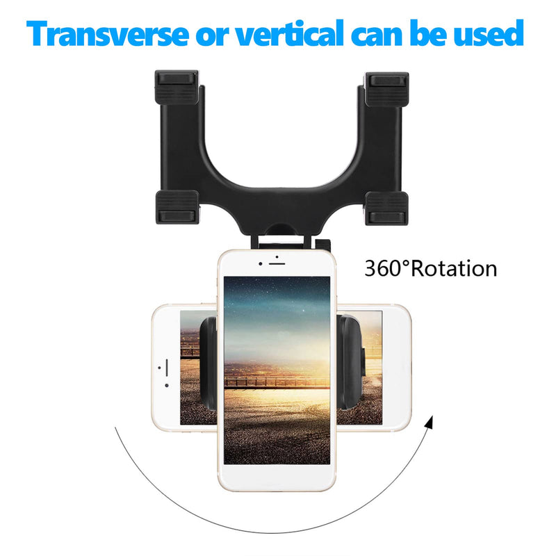 Rearview Mirror Phone Holder for Car, 360° Rear View Mirror Phone Holder for Rear View Mirror Accessories