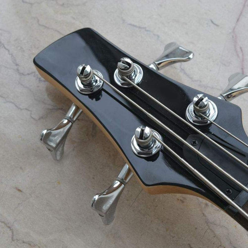 Dilwe Bass Guitar Tuning Peg, Fishtail-Shaped Button Sealed Machine Heads Bass Guitar Tuning Pegs 2L + 2R Upgrade DIY Guitar Parts Accessories Silver