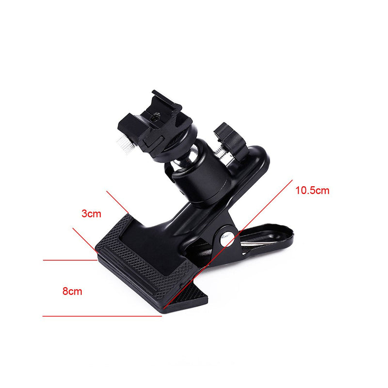 E-Type Flash Hot Shoe Heavy Duty Clip Clamp Flash Reflector Holder Mount with 360° Swivel Ball Head Standard 1/4" Screw for Light Stand Bracket DSLR Camera Flash Speedlite Tripod-2Pack Heavy Duty Clip with 360°Ball Head & E-Type
