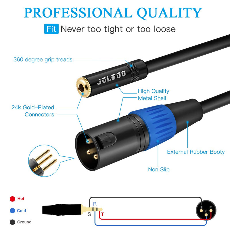 [AUSTRALIA] - 3.5mm Female to XLR Male Stereo Audio Adapter Cable, 1/8 inch Mini Jack Female to XLR Male Adapter Cable, 1 Feet, Balanced Audio Converter Adapter Cable - JOLGOO 