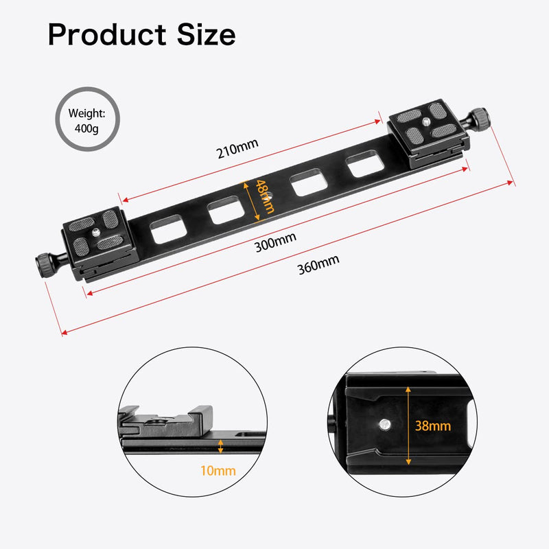 Koolehaoda Lengthened Quick Release Plate Double Dual Quick Release Plate DSLR Camera Tripod Mount Bracket Ball Head with Quick Release Plate (PU-380)