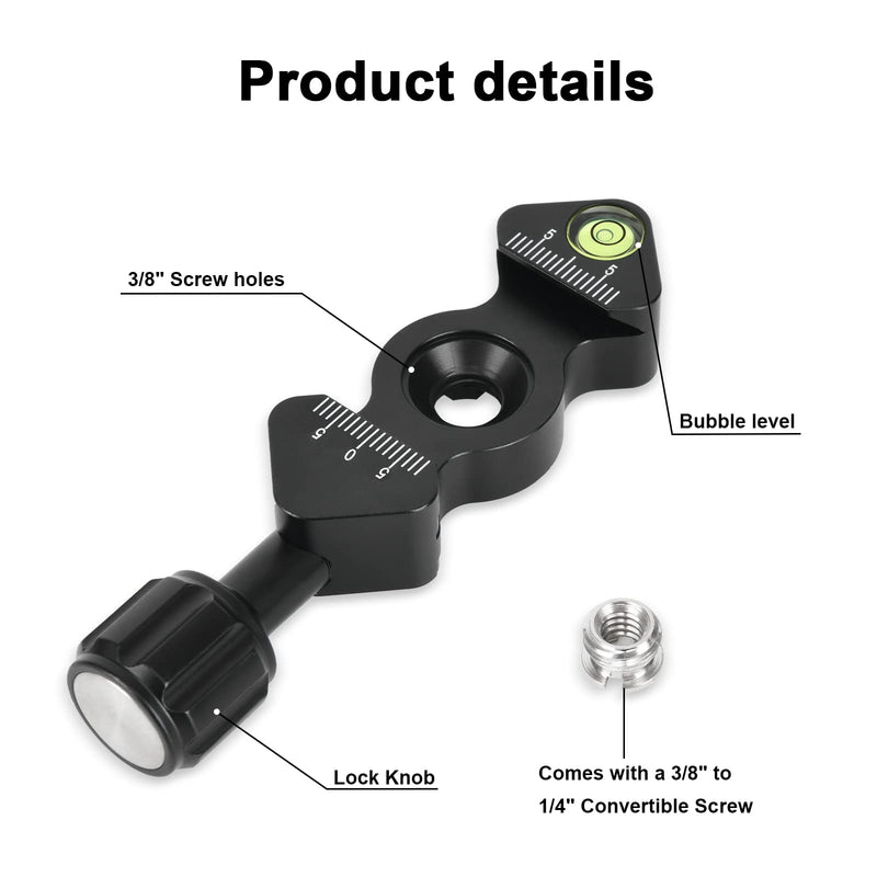 Mini Fish Bone Style Quick Release Clamp with 3/8"-1/4" Screw Adapter with Bubble Level,Ytvariw,Compatible for Tripod Head Monopod DSLR Cameras