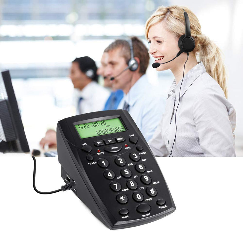 Call Center Telephone with Headset, MCHEETA Phone with Noise Cancellation Headset and Dialpad Black-2