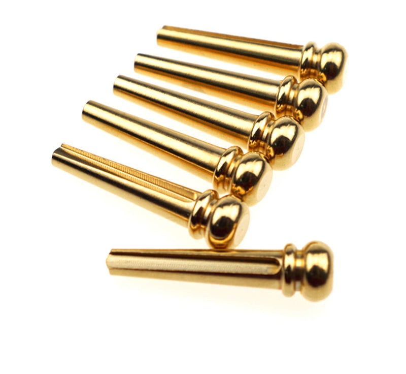 Zhixuanda 6pcs Brass Acoustic Folk Guitar Bridge Pins String Pegs End Pins Endpin for Martin Taylor Guitar (Gold) Gold