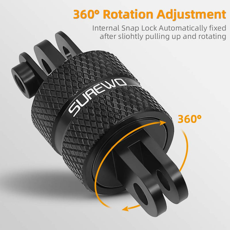 Aluminum 360 Degree Rotation Camera Mount, Metal Bracket Adapter Compatible with GoPro Hero 10/9/8/7/(2018)/6/5 Black, DJI, Sony, Xiaomi yi and Other Action Cameras Two-legged Adapter Mount