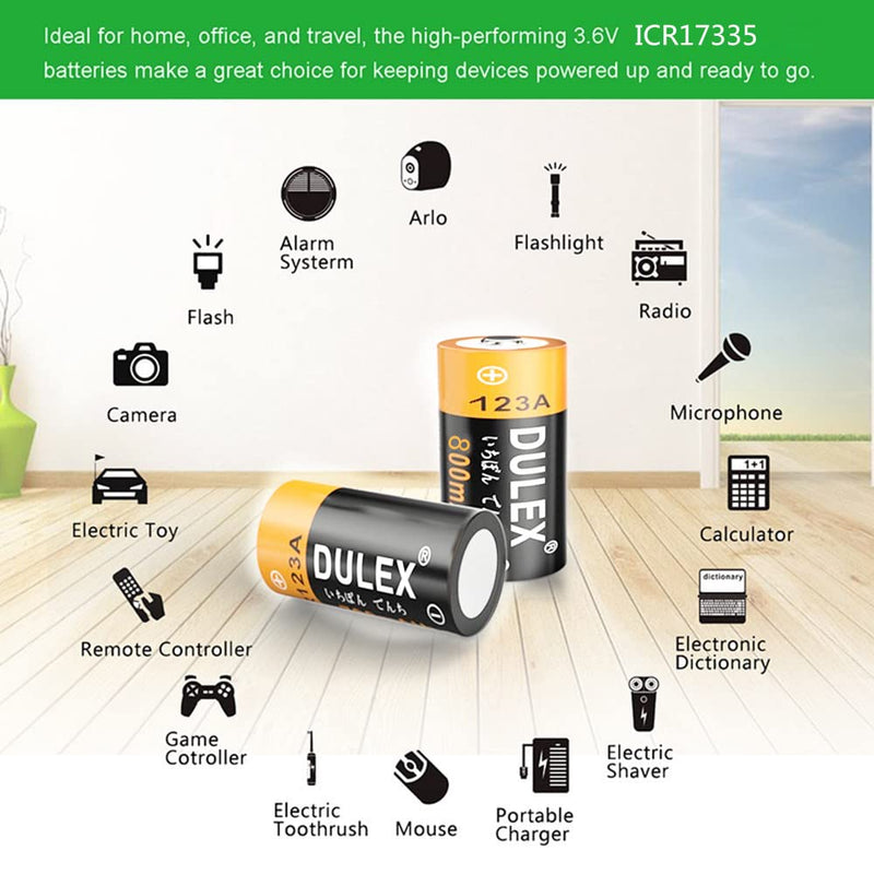 123A Arlo Batteries Rechargeable, 16-Pack 800mAH ICR17335 NiMH Batteries and CR123A Charger for Arlo VMS3130 VMC3030 VMK3200 VMS3330 3430 3530 Cameras, Alarm System, Flashlight