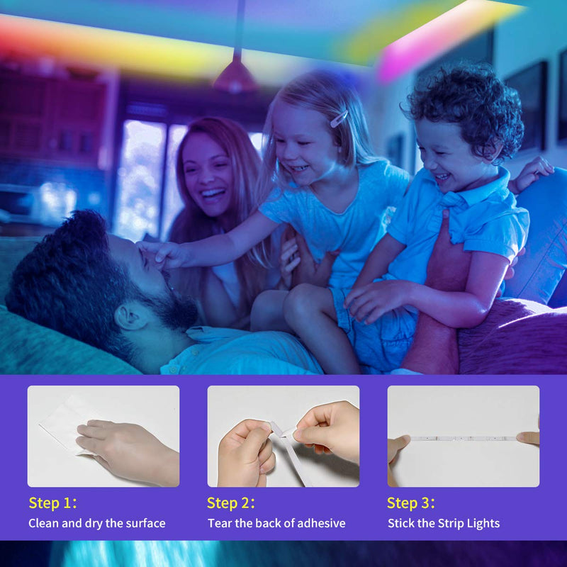 Led Light Strip for Bedroom DAYMEET 32.8ft Color Changing Music Sync with Remote App Control Led USB Flexible Light Strip for Room Dreamcolor 32.8ft