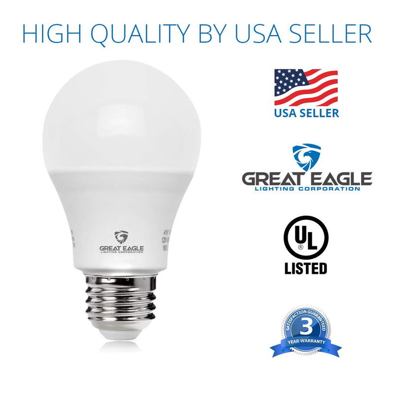 Great Eagle 100W Equivalent LED Light Bulb 1500 Lumens A19 5000K Daylight Non-Dimmable 15-Watt UL Listed (6-Pack)