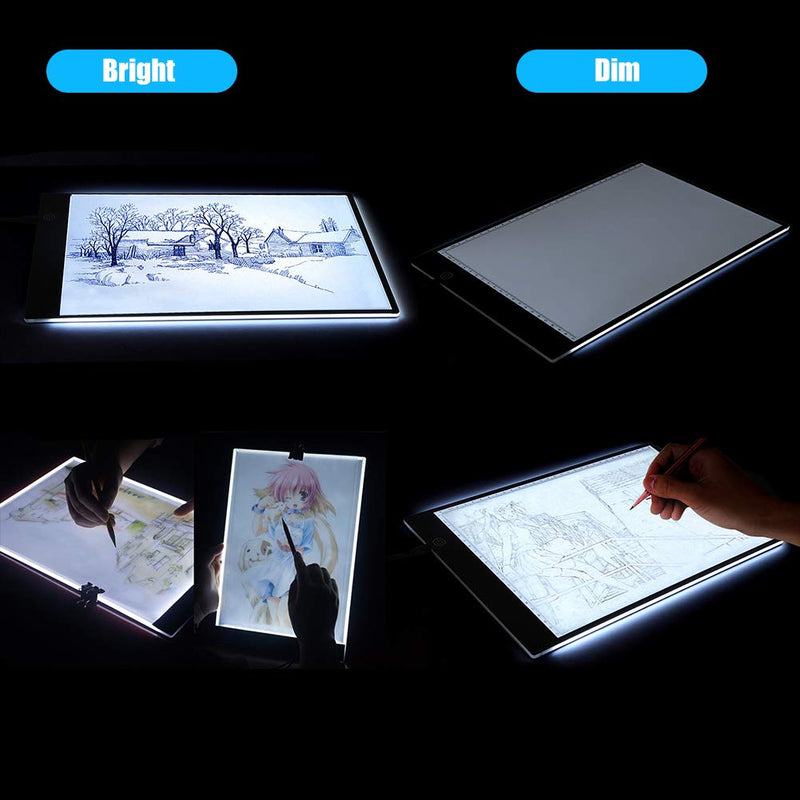 A4 LED Tracing Light Pad,Portable LED Artcraft Tracing Light Board Light Box Brightness Control with USB Power for Kids Artists Animation Sketching Drawing