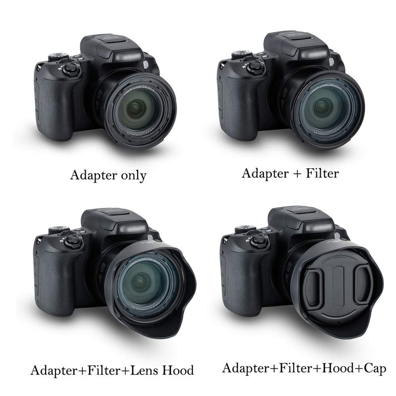 [AUSTRALIA] - 67mm Lens Hood Shade & Filter Adapter for Canon PowerShot SX70 HS SX540 HS SX530 HS SX520 HS G3 X SX60 HS SX50 HS SX40 HS SX30 is SX20 is Replaces Canon LH-DC100 & FA-DC67B 