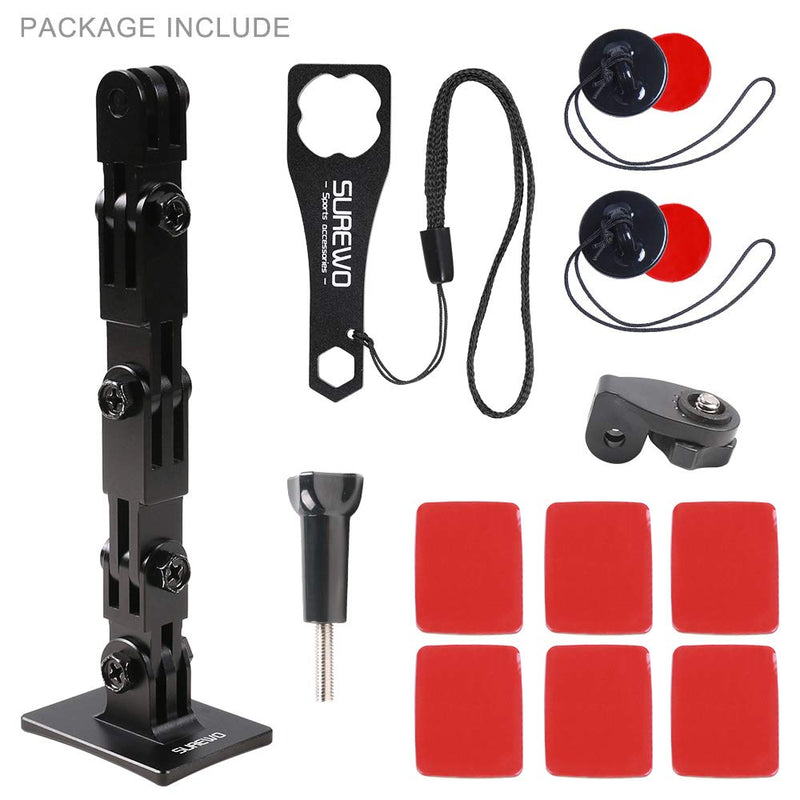SUREWO Aluminum Motorcycle Helmet Chin Mount Compatible with GoPro Hero 10/9/8/7/(2018)/6/5 Black ,DJI Osmo Action 2,Insta360 ONE R/AKASO/Crosstour,and More